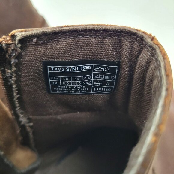 Teva Brown Leather Ankle Boots With Side Zippers & Buckle Detail Women's Size 10 - Picture 6 of 8